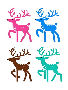 多彩小鹿图案设计元素