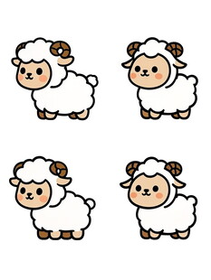 可爱卡通绵羊图案集合