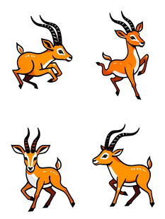 跳跃的羚羊插画