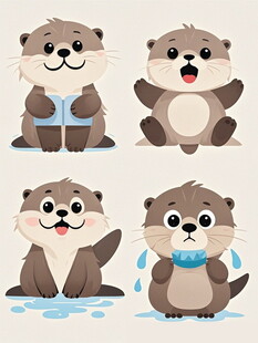 可爱水獭的多样萌趣瞬间