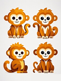 四只可爱卡通小猴子