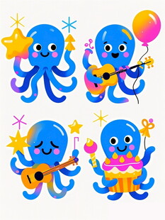 欢乐章鱼乐队卡通形象