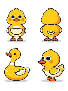 可爱小黄鸭卡通形象展示