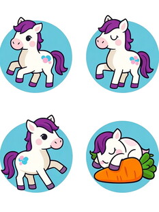 可爱小马与萌兔卡通图案