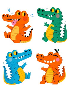 可爱多彩鳄鱼卡通形象