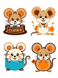 可爱小老鼠插画