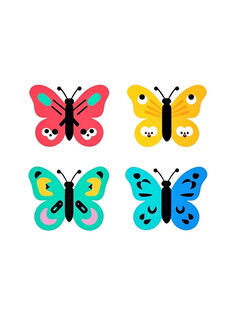 多彩卡通蝴蝶图案集合