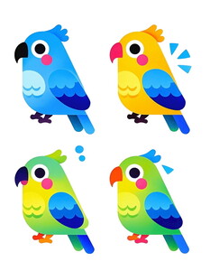 多彩鹦鹉卡通形象集合