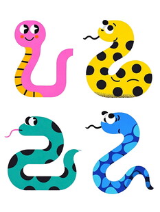 多彩卡通蛇图案设计