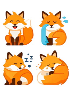可爱狐狸的多样表情姿态