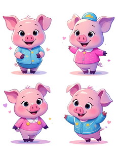 可爱小猪卡通形象集合