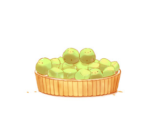 抹茶水果塔插画