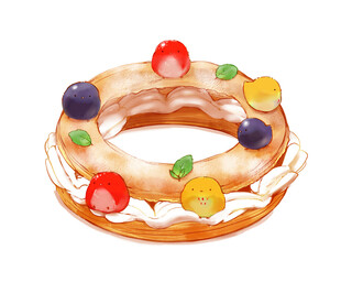 水果装饰的美味甜甜圈