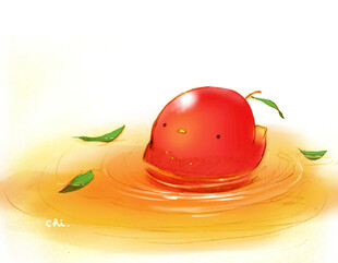 番茄落入水中溅起汁水