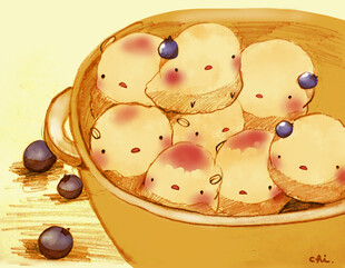 碗中可爱卡通糕点