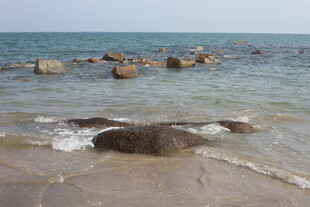 海边礁石与海浪景观