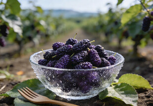 玻璃碗中的桑葚