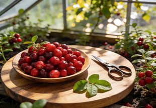 木盘上的蔓越莓