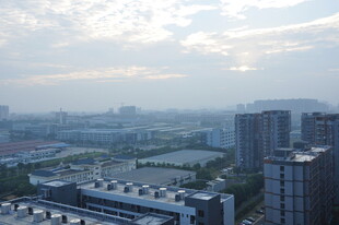 城市俯瞰景观 高楼与绿地