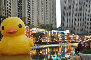 城市中的巨型小黄鸭景观