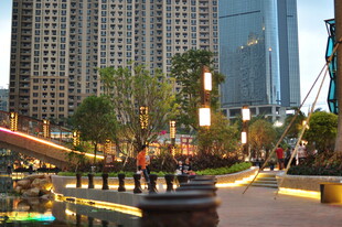 城市河畔繁华夜景风光