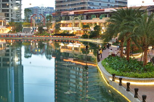 城市河畔夜景风光