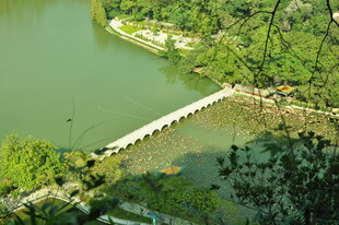 湖上长桥 绿意环绕美景