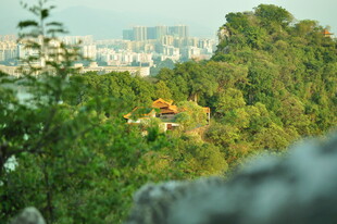 山林间远眺城市景观