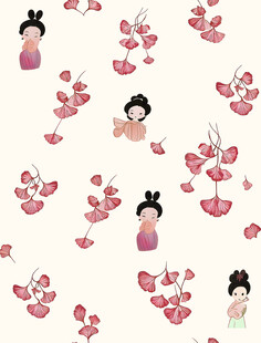 古风仕女花卉图案背景