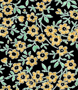 黑色底黄色小花植物图案