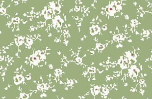 绿色底白色小花花卉图案