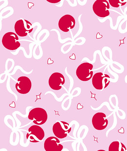 粉色樱桃蝴蝶结图案背景