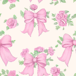 粉色蝴蝶结玫瑰图案背景