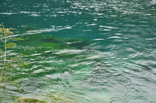 清澈碧绿的湖水景观