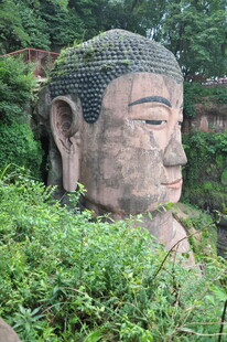 山林中的巨大佛像头部