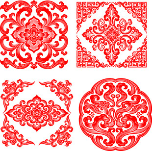 中式传统红色花纹图案