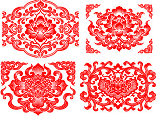 传统中式红色花纹图案