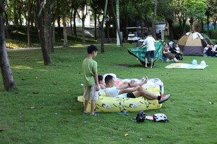 草坪上的惬意户外休闲时光