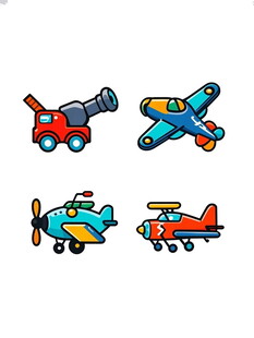 卡通交通工具图标集合