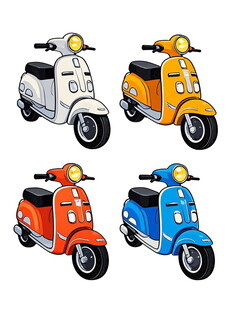 多彩复古风电动踏板摩托车