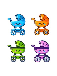 多彩婴儿车图案设计