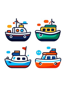 可爱卡通船只集合