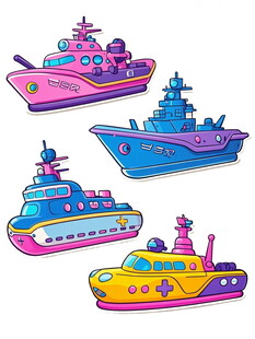 多彩卡通舰艇集合