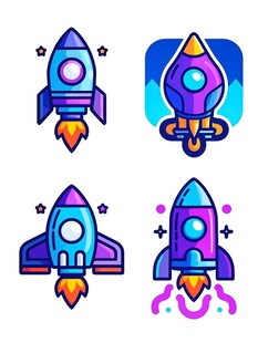 多彩火箭图标集合