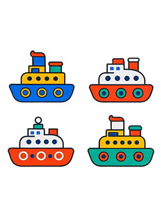 可爱卡通小轮船图案