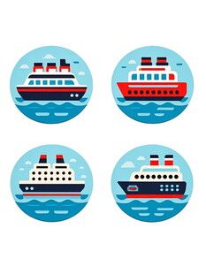 四艘轮船图标设计