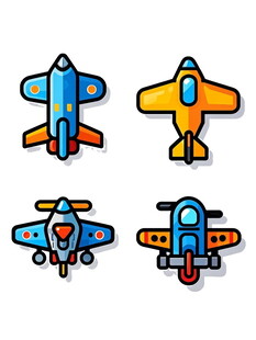 多彩卡通飞机图标集合