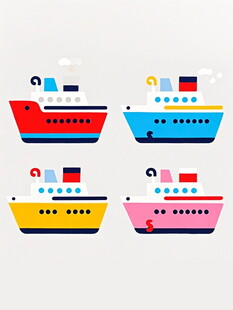 多彩卡通船只集合
