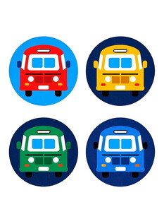 多彩卡通汽车图标集合