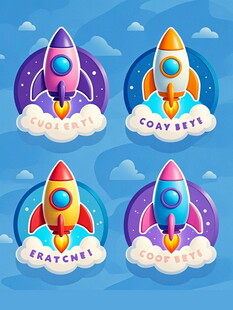 可爱火箭插画